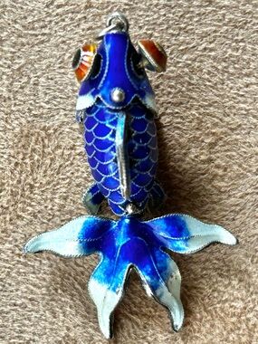 Blue Cloisonné Koi Fish Pendant
